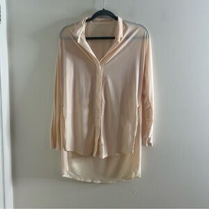 Aday Something Borrowed Shirt Women Small Pink Long Sleeve Loose Fit Minimalist
